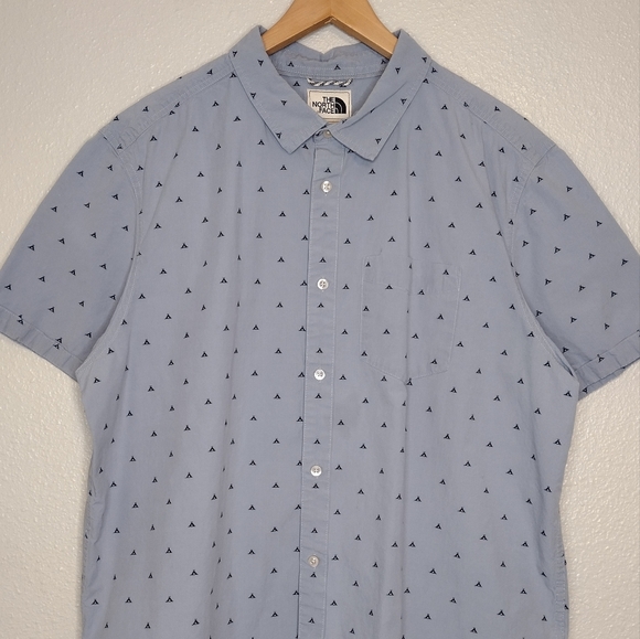 The North Face Blue Patterned Short Sleeve Button Down Shirt Sz XXL - Picture 3 of 13